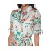  Floral-Print Tie-Sleeve Shirtdress, Hibiscus Multi, 16