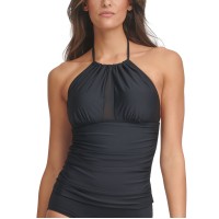 Calvin Klein Halter Tankini Top, Black, Small