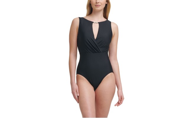  High-Neck Tummy Control One-Piece Swimsuit, 6, Black