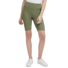 Calvin Klein Jeans High-Waist Ribbed Bike Shorts, Green, X-Large