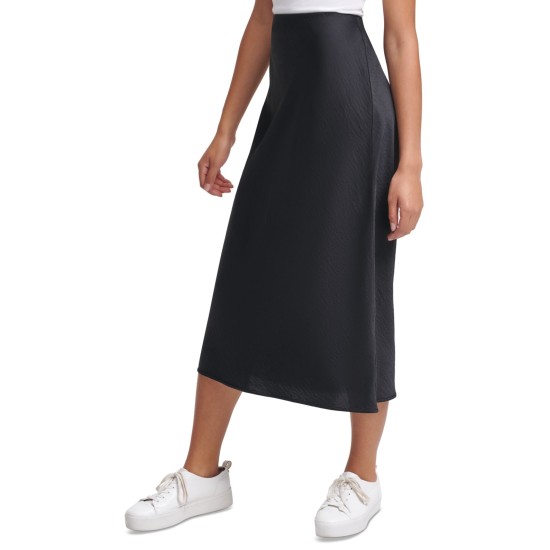  Jeans Pull-On Midi Skirt, Black, X-Large