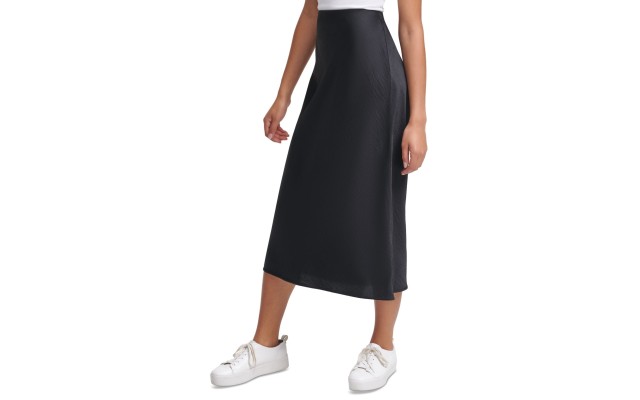  Jeans Pull-On Midi Skirt, Black, X-Large