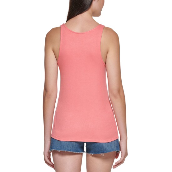  Jeans Racerback Tank Top, Coral Rose, X-Large