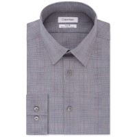 Calvin Klein Men’s Dress Shirt Non Iron Stretch Slim Fit Check, Rosewood, 15.5″ Neck 34″-35″ Sleeve