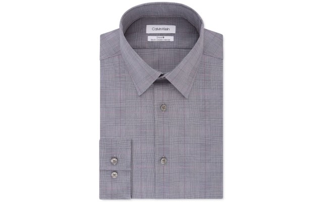  Men’s Dress Shirt Non Iron Stretch Slim Fit Check, Rosewood, 15.5″ Neck 34″-35″ Sleeve