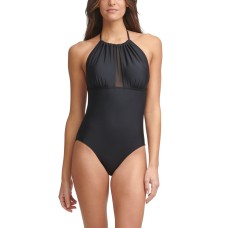 Calvin Klein Mesh-Inset Tummy Control One-Piece Swimsuit, Black, 8