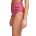  Pleated High-Waist Bikini Bottoms, Large, Dark Pink