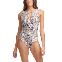 Calvin Klein Printed Tummy Control One-Piece Swimsuit, 8, Multicolor
