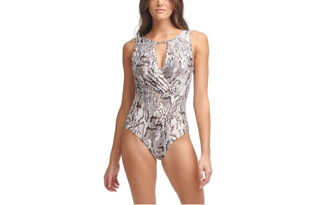  Printed Tummy Control One-Piece Swimsuit, 8, Multicolor