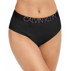 Calvin Klein Rainbow Logo High Waist Bikini Bottoms Women’s Swimsuit, Black, X-Small