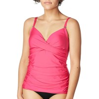 Calvin Klein Ruched Tummy-Control Tankini Top, Pink, S