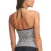  V-Wire Bandeau Halter Tankini Top Women’s Swimsuit, Black, M