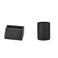 Campo Marzio Pebbled Leather Pen & Desk Card Holders, Black, 2pc