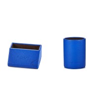 Campo Marzio Pebbled Leather Pen & Desk Card Holders, Blue, 2pc