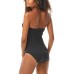  Twist Bandeau Underwire One-Piece Swimsuit, 8, Black