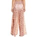 Caroline Constas Womens Brown Smocked Waist Floral Wide Leg Pants, Medium