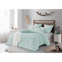 Cathay Home Inc. Swift Home Microfiber Washed Crinkle Duvet Cover Set, Green, King