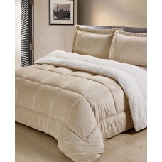Cathay Home Inc. Ultimate Luxury Reversible Micromink and Sherpa Queen Bedding Comforter Set, Camel