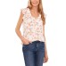  Women's Ruffled Neck Button Up Blouse, New Ivory, XS