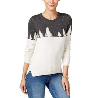 Celebrate Shop Holiday Arcade Women’s Colorblock Christmas Cotton Sweater (S, Charcoal Heather Gray)