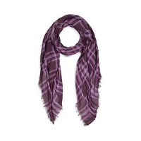 Chan Luu Plaid Fringe Scarf, Purple
