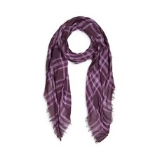 Chan Luu Plaid Fringe Scarf, Purple