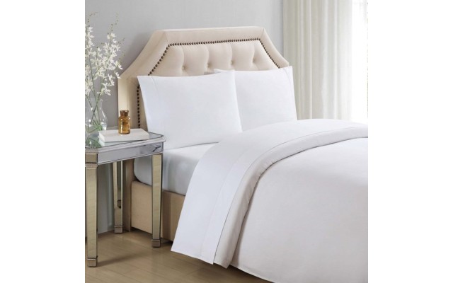 Charisma 610 Thread Count Ultra Solid Cotton Sateen Sheet Set Bright White – King