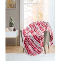 Charter Club Cozy Plush Throw, 50″ x 70″, Red/White