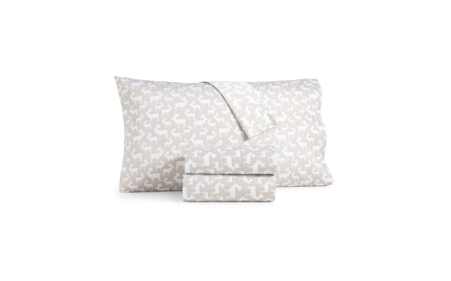  Damask Designs Holiday Cotton 4-Pc. Full Sheet Set, Beige