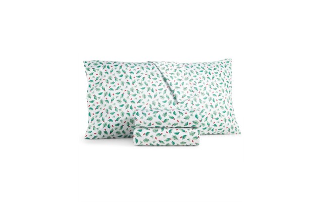  Damask Designs Holiday Cotton 4-Pc. Queen Sheet Set, Green