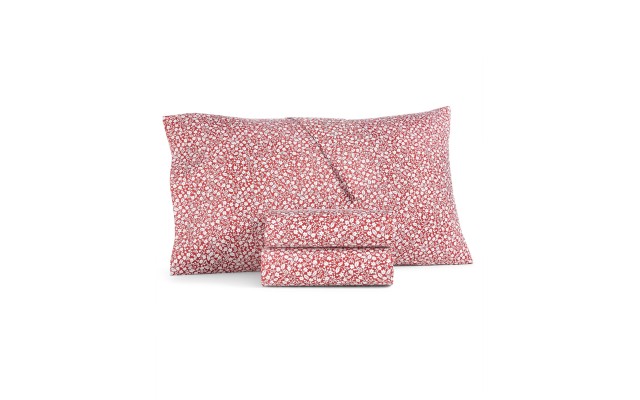  Damask Designs Supima Cotton 550-Thread Count 4-Pc. Floral-Print Full Sheet Set, Red