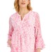  Petite Floral-Print Flutter-Sleeve Pintuck Top, Peony Combo, P/S