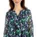  Petite Floral-Print Flutter-Sleeve Pintuck Top, Intrepid Floral Combo, P/S