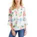  Petite Floral-Print Flutter-Sleeve Pintuck Top, Cloud Combo, P/XXS