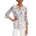  Petite Floral-Print Flutter-Sleeve Pintuck Top, Cloud Floral Combo, P/XXS