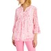  Petite Floral-Print Flutter-Sleeve Pintuck Top, Peony Combo, P/L