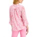  Petite Floral-Print Flutter-Sleeve Pintuck Top, Peony Combo, P/S