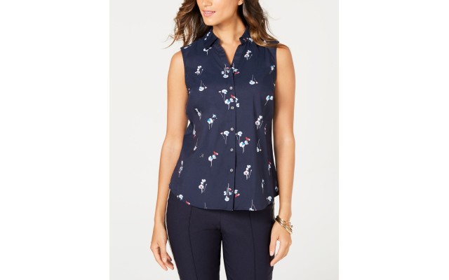 Petite Floral-Print Shirt