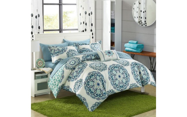 Chic Home Barcelona 8-Pc King Comforter Set, Green