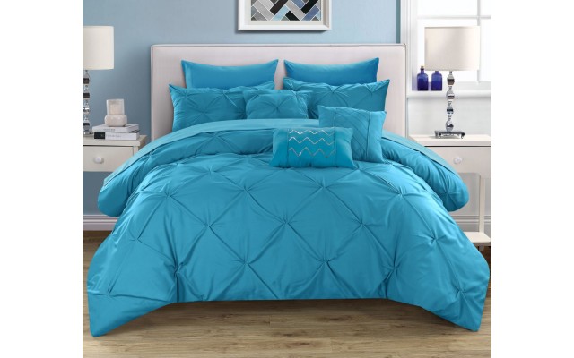 Chic Home Hannah 10 Piece Queen Comforter Set Bedding, Blue
