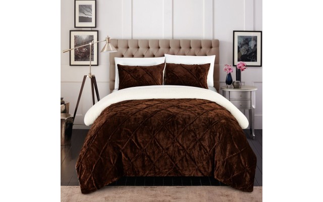 Chic Home Josepha 3 Piece King Comforter Set, Brown