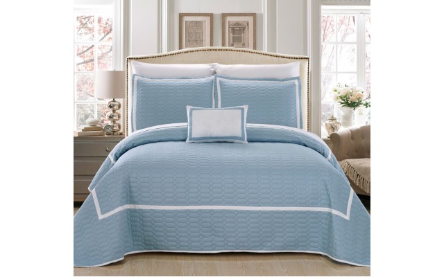 Chic Home Mesa 8 Piece King Quilt Set Bedding, Blue