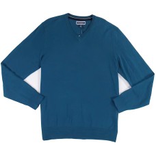 Club Room Men’s Solid V-Neck Merino Wool Blend Sweater (Majestic Teal, XXX-Large)