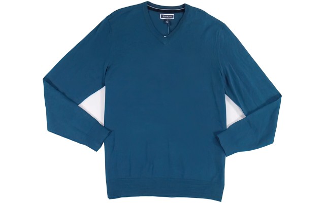  Men’s Solid V-Neck Merino Wool Blend Sweater (Majestic Teal, XXX-Large)