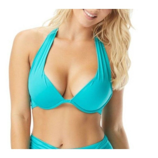 Contours Cameo Underwire Halter Bikini Top Women’s Swimsuit, Turquoise, 34-D