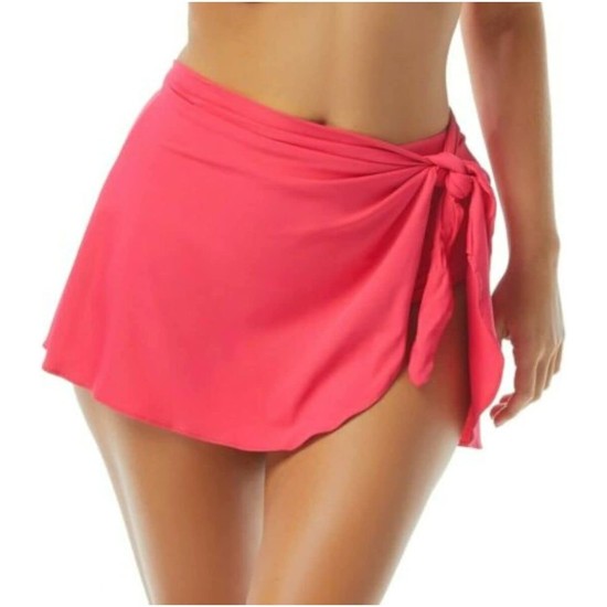  Contours Halo Sarong Swim Skirt, Large, hibiscus