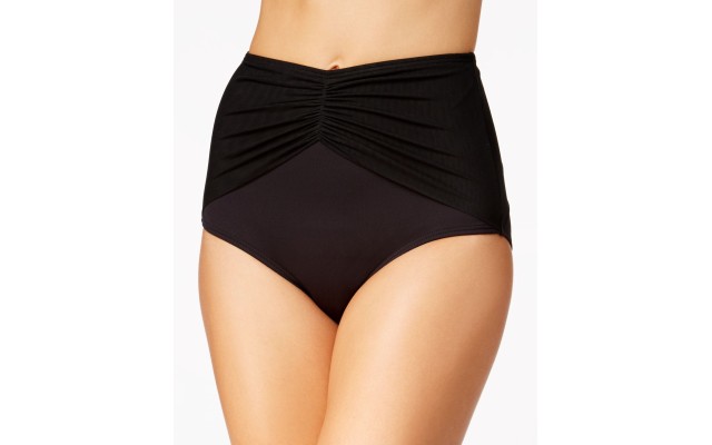  Diva Mesh High-Waist Bikini Bottoms, Black, Medium