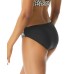  Leopard Printed Banded Bikini Bottoms,Black, Medium