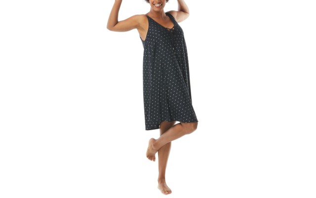  Polka Dot-Print Cover-Up Women’s Swimsuit, Black, Large