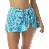 Coco Reef Sarong Halo Skirt Cover-Up, Medium, Blue/White